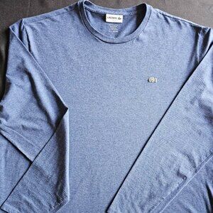 Lacoste Long Sleeve T-Shirt, Men's 4XL, Navy Blue, Cotton, Regular Fit, Crewneck